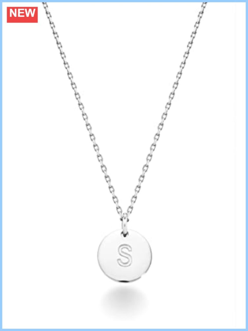 Sterling Silver Pendant Necklace, Letter Initial 18-20 inch Cable Chain